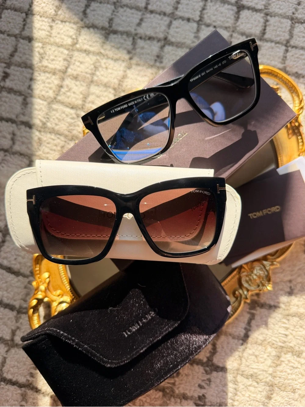 TOM FORD TF6069-B SQUARE BLUE LIGHT GLASSES WITH CLIP ON SUNGLASSES